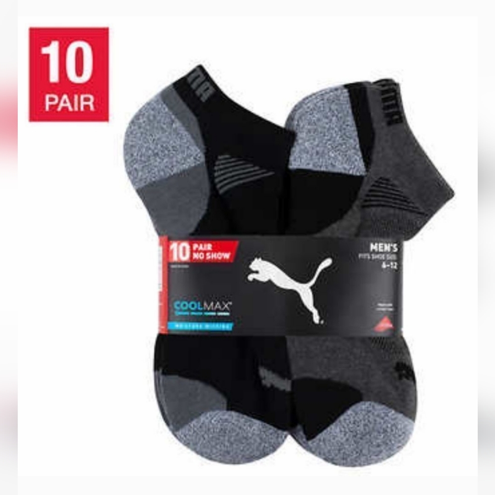 PUMA Men's 10-pair No Show Socks nwt